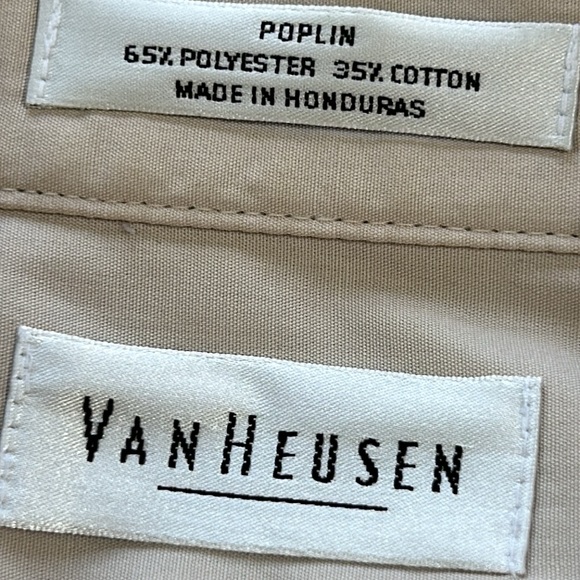 Van Heusen brand light tan dress shirt. Long sleeve. Size large (16 1/2 - 32/33) - Picture 2 of 7